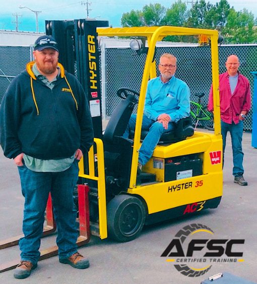 AFSC instructor leading forklift operator theory training