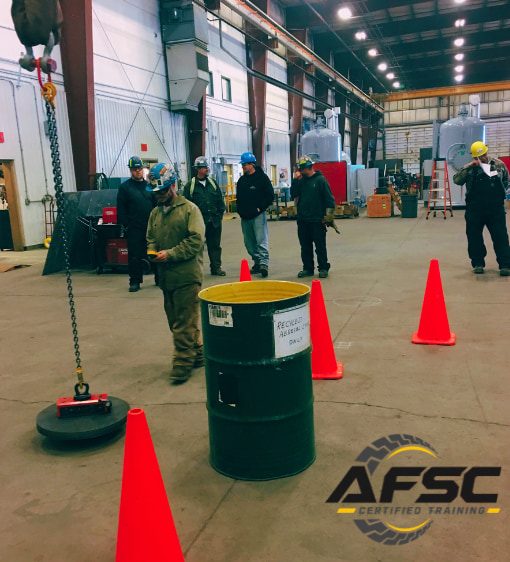 AFSC instructor leading overhead crane theory training